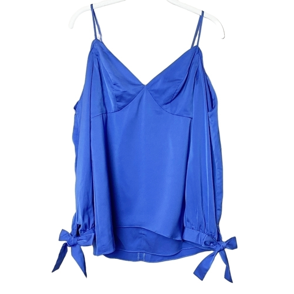 Lumier by‎ Bariano NWT cold shoulder blouse royal blue long sleeve tie cuff top